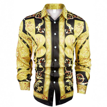 Herren Hemd Langarm mit Ketten-Design Elegantes Männerhemd