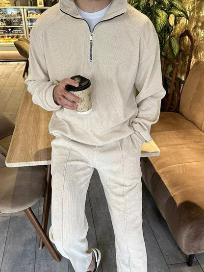 Herren Pullover Reißverschluss Lässig mit Jogginghose