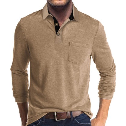 Herren Poloshirt Langarm Modern Slim Fit Leicht Stretch