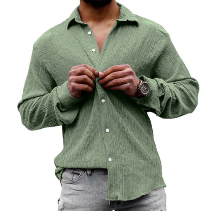 Herren Langarmbluse Modern Strukturiert Elegant