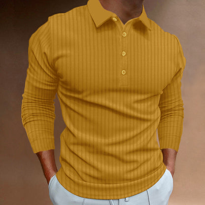 Herren Polo-Shirt Langarm Strukturiert Modern