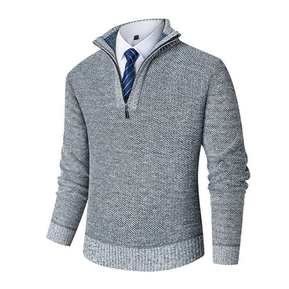 Herren Pullover Feinstrick Halbzipper Modern