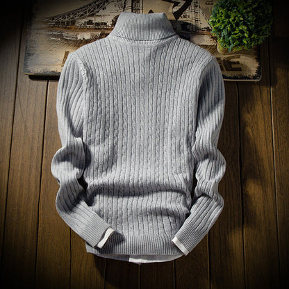 Herren Rollkragenpullover Rippstrick Muster Modern Schwarz