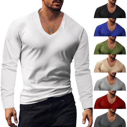 Herren T-Shirt Langarm V-Ausschnitt Modern - BerlinGlamour