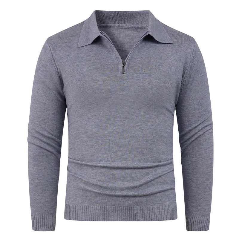 Herren Strickpullover Offener Kragen Feinripp