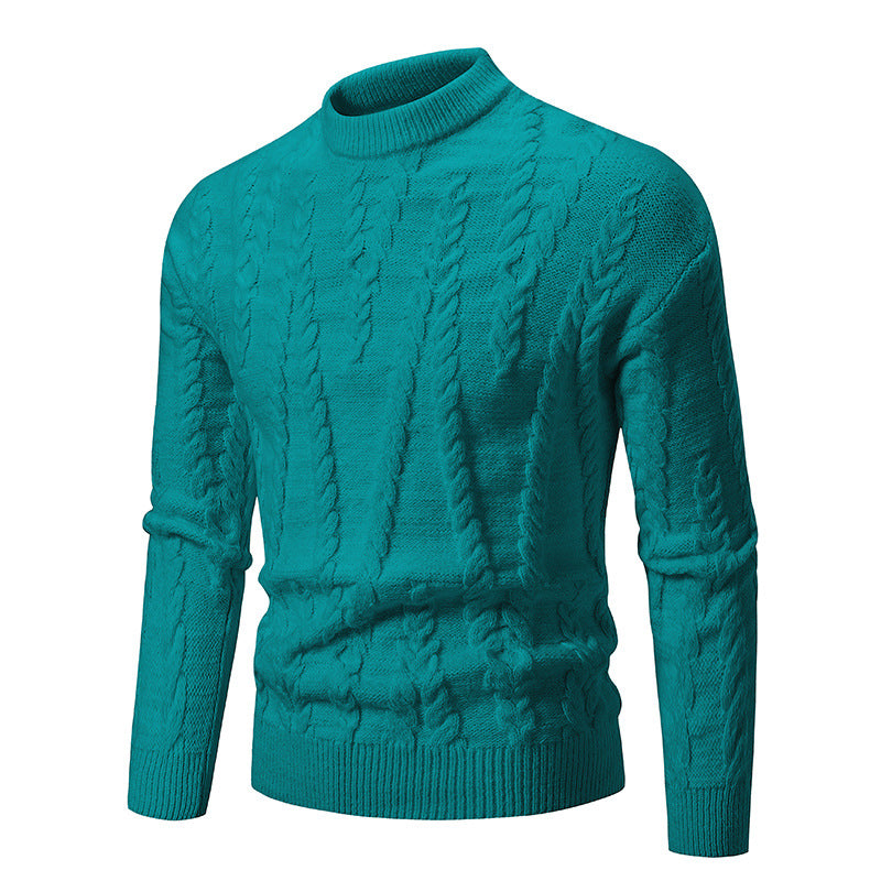 Herren Strickpullover Klassisch Zopfmuster Hochkragen - BerlinGlamour