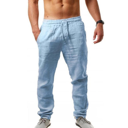 Herren Leinenhose Relaxed Fit Bequem mit Kordelzug