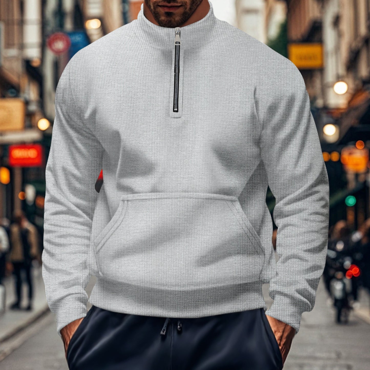 Herren Pullover Sportlich Halbzipp Versatile Modern
