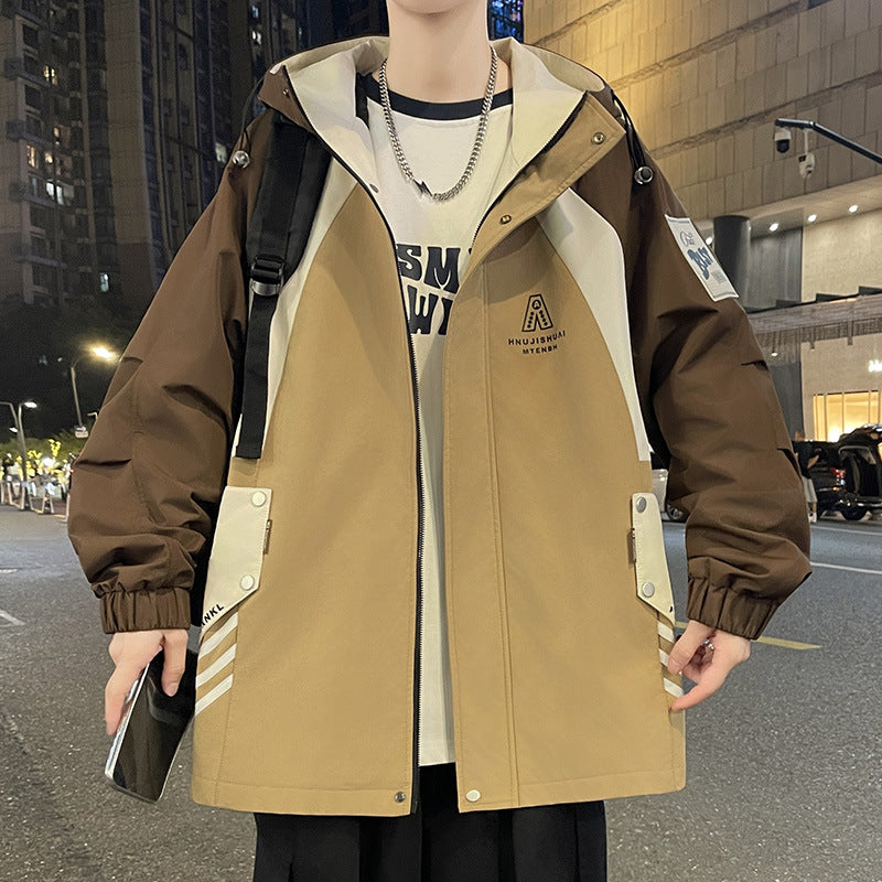 Herren Übergangsjacke Stadtjacke Verstellbares Kapuzenjacket