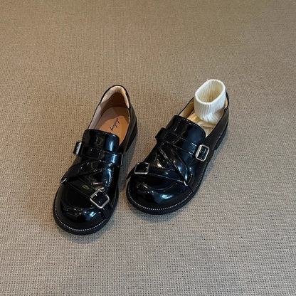 Damen Schnürschuhe Glänzend Modisch mit Riemen