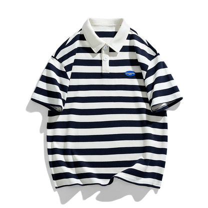 Herren Poloshirt Breitgestreift Hochwertig Baumwolle - BerlinGlamour