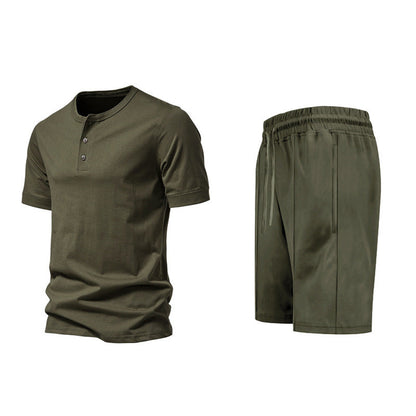 Herren Sportset bequem knöpfbare Oberteil und Freizeit Shorts