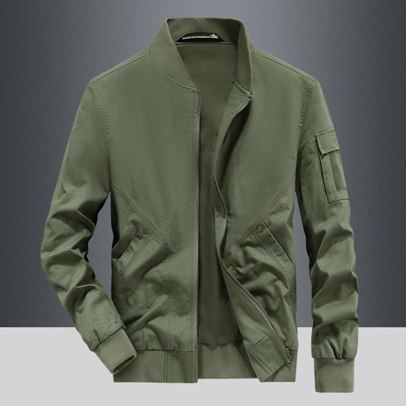 Herren Lederjacke Pilotenstil mit Taschen Modisch