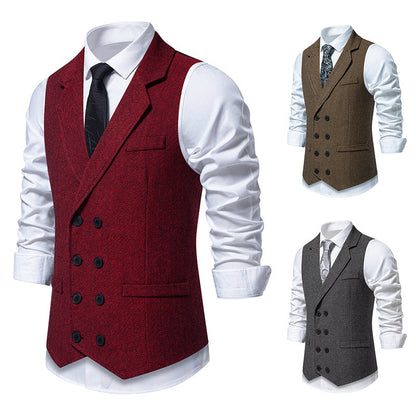 Herren Weste Herringbone Elegant Knopfleiste Modern - BerlinGlamour