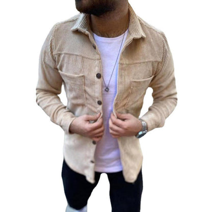 Herren Cordjacke Lässig Grün Braun Modern