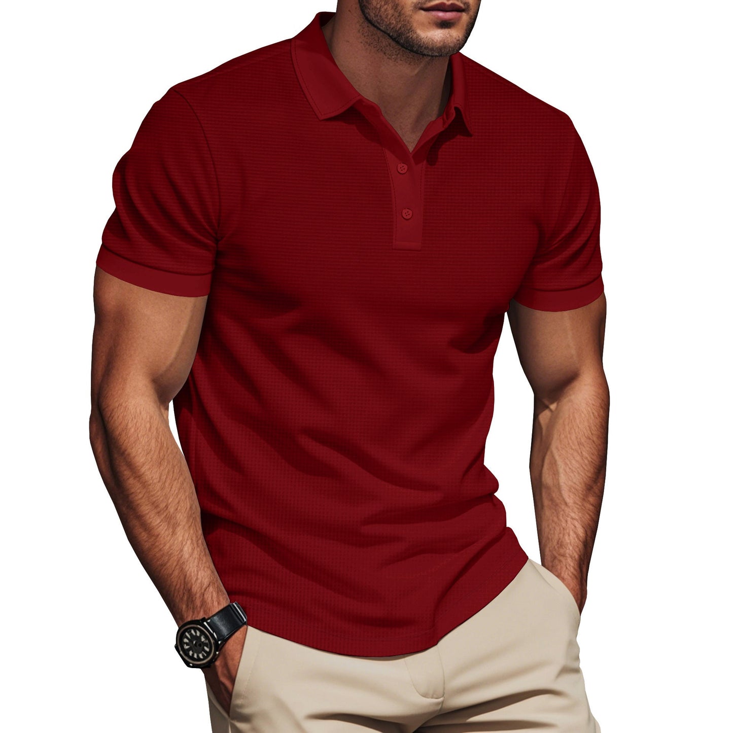 Herren Poloshirt Komfort Design Strukturiert Modern
