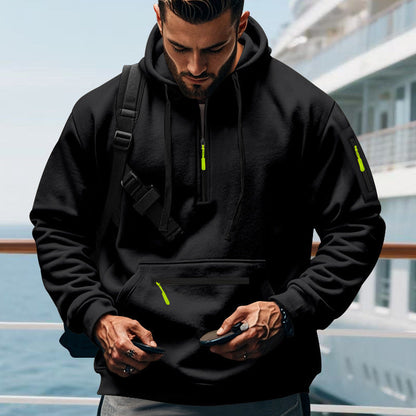 Herren Hoodie Sportlich Reißverschluss Taschen Grau