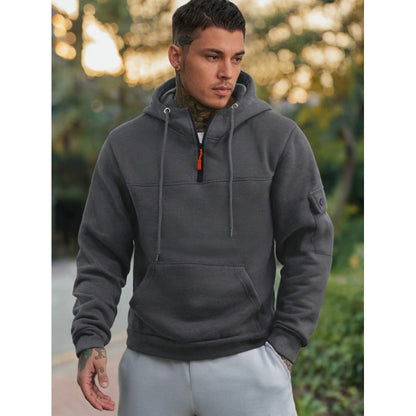 Herren Pullover Kapuzenpullover Funktional mit Taschen Schwarz