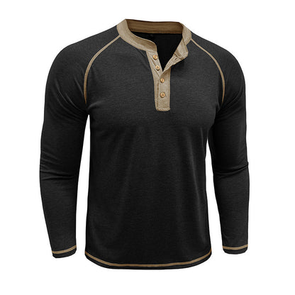 Herren Langarmshirt Modern mit Knopf Detail Elegant