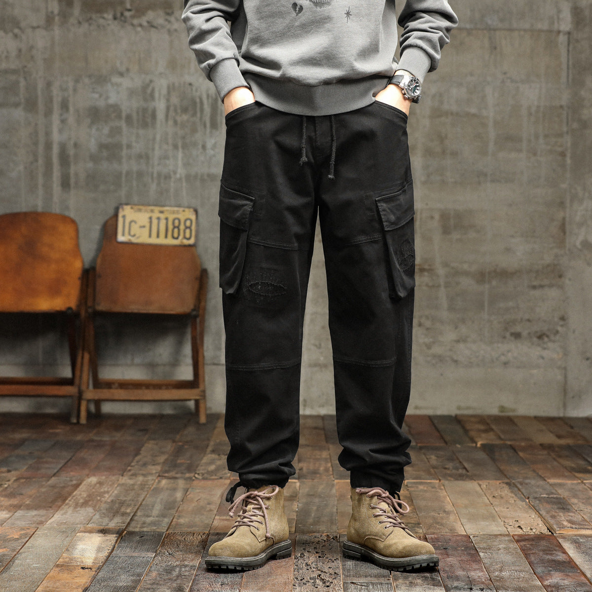 Herren Cargo-Hose Mit Verstellbarem Bund Und Vielen Taschen
