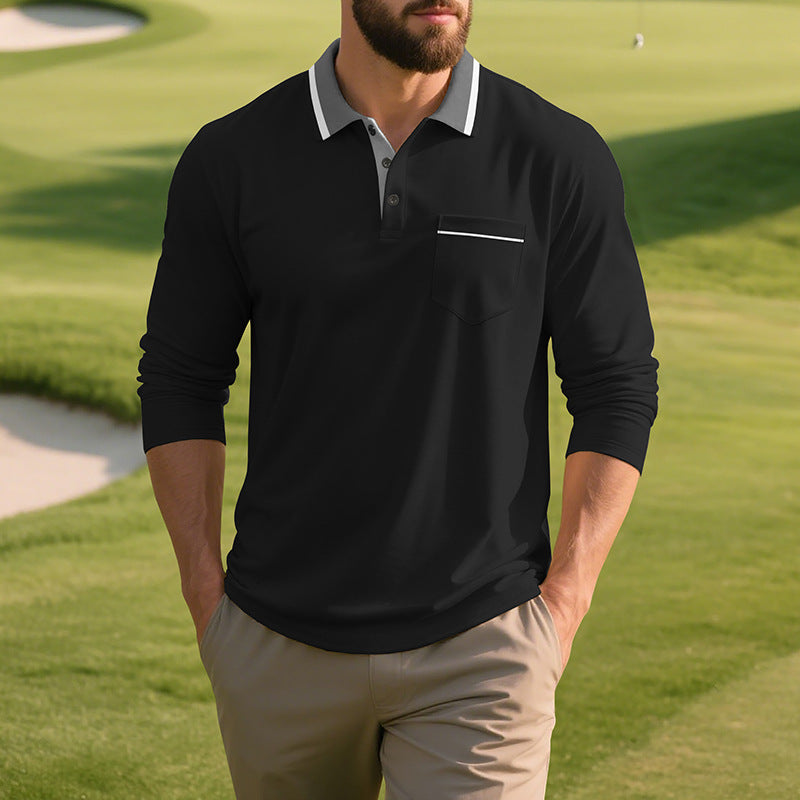 Herren Polo-Shirt Langarm Atmungsaktiv Modern