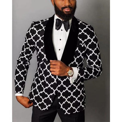 Herren Sakko Designer Modell Auffälliges Muster Elegant Schwarz - BerlinGlamour