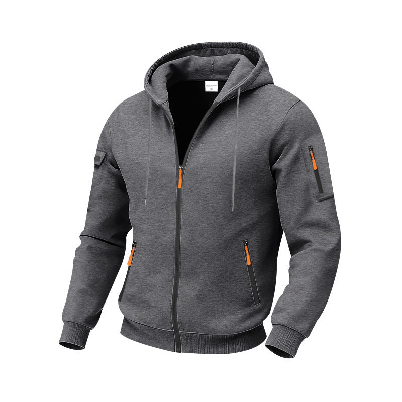 Herren Hoodie Sportlich mit Reißverschlusstaschen Funktionale Outdoorjacke