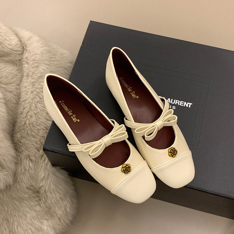 Damen Ballerinas Elegante Schleifen Schuhe Glanz