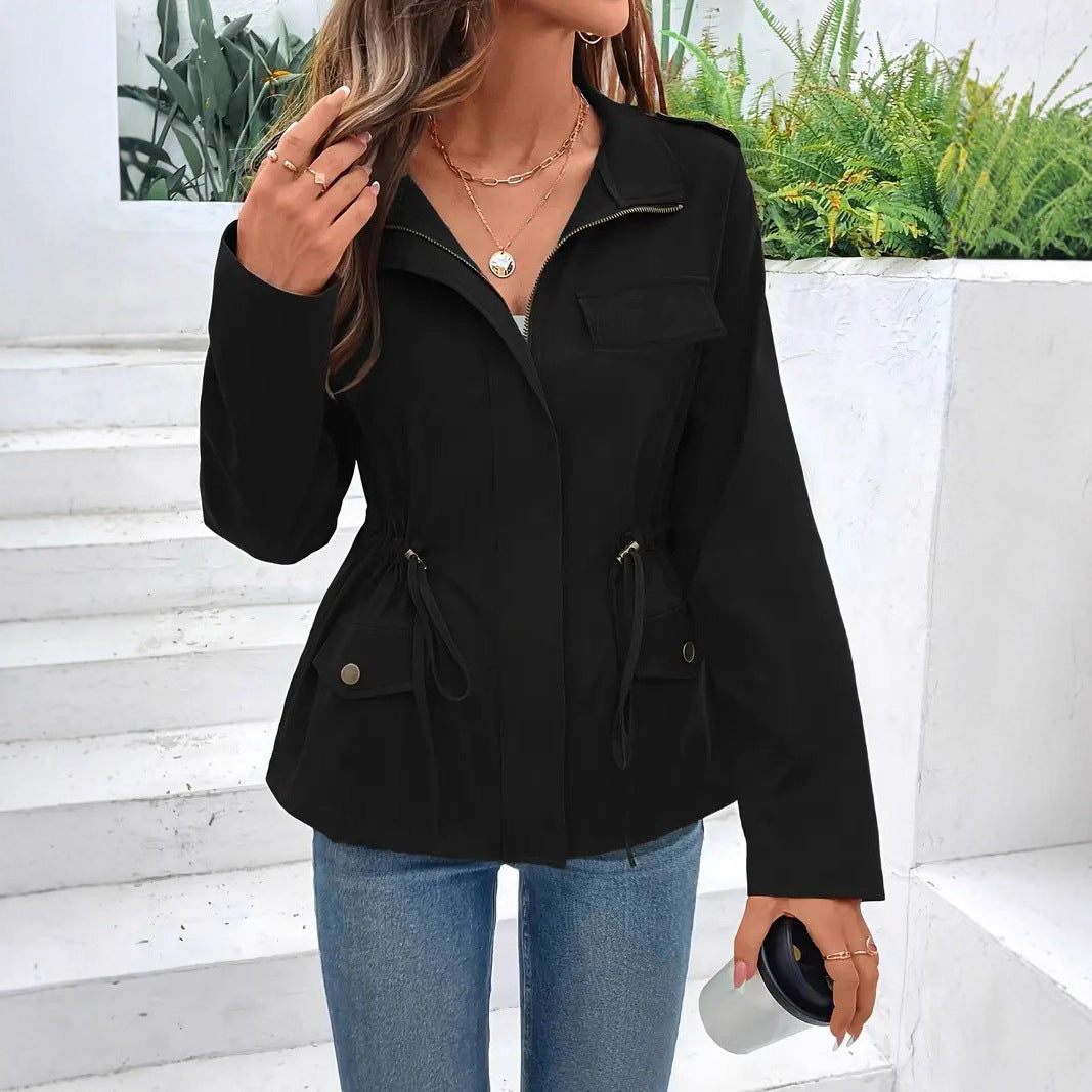 Damen Übergangsjacke Verstellbar Taschen Modern