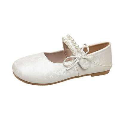 Damen Ballerinas Schuhe Elegante Perlen-details