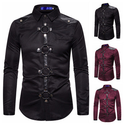 Herren Langarmhemd Modern mit Ring Detail Elegант - BerlinGlamour