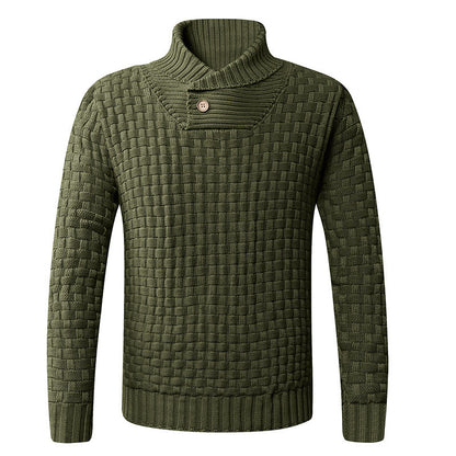 Herren Strickpullover Modern Schalkragen Knopf Detail Eleganz