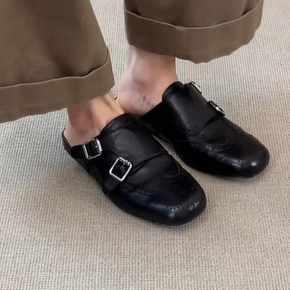 Damen Mokassins Perforiert Dekorativ Schnallen Schuhe