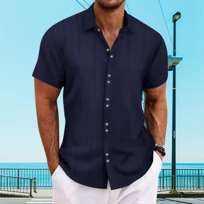 Herren Kurzarmhemd Elegantes Design Knopfleiste Modern