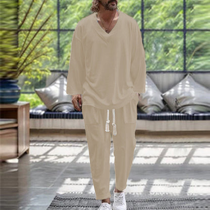 Herren Freizeitanzug Lässiger V-Ausschnitt Casual Style
