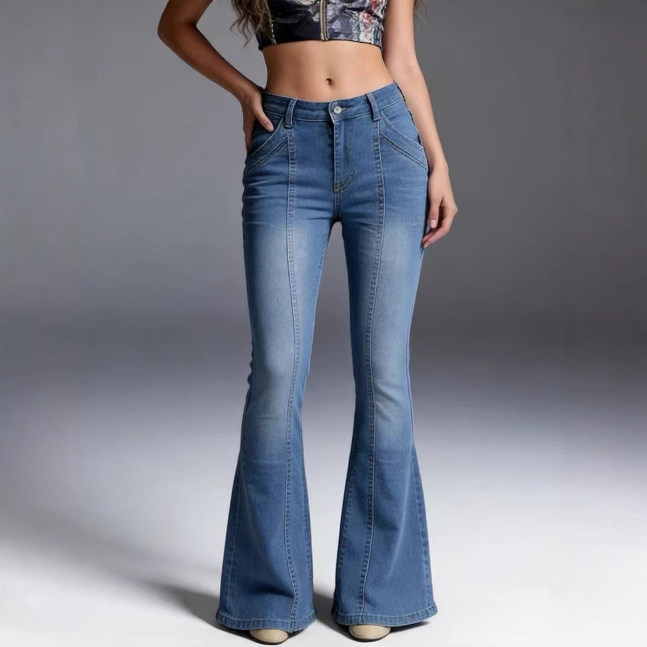 Damen Jeans Bootcut Hochbund Elegant Slim - BerlinGlamour