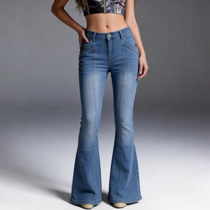 Damen Jeans Bootcut Hochbund Elegant Slim - BerlinGlamour
