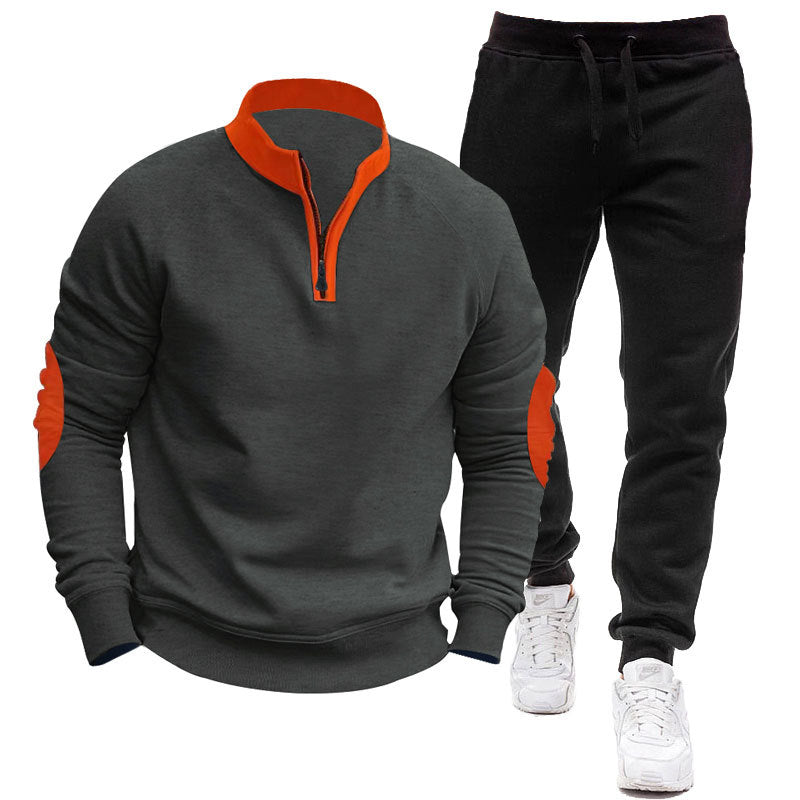 Herren Sportanzug Hoodie Jogger Kontrast Ärmel