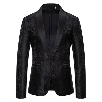 Herren Smokingjacke Paisley Muster Elegant Schwarz