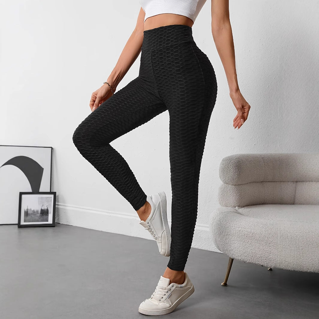 Damen Sportleggings Hochtaillierte Strukturiert Fitnesshose - BerlinGlamour