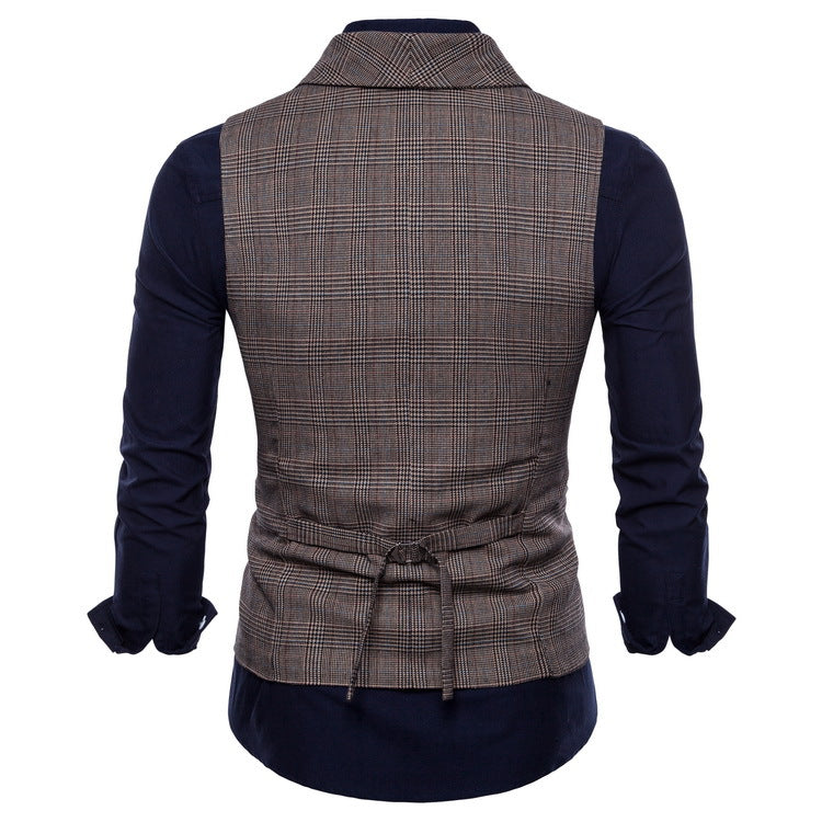 Herren elegante Karoblazer-Weste mit doppelter Knopfleiste und feiner Struktur BerlinGlamour