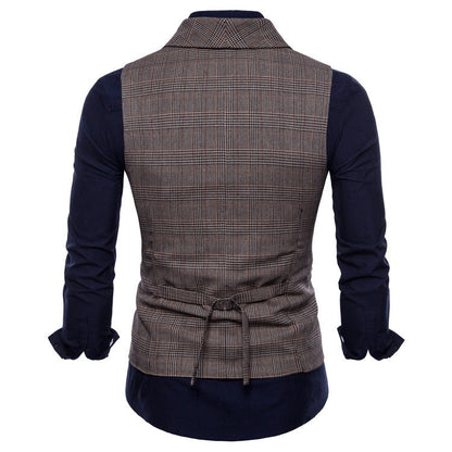 Herren elegante Karoblazer-Weste mit doppelter Knopfleiste und feiner Struktur BerlinGlamour