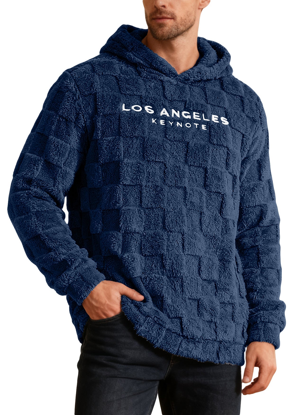 Herren Fleece Pullover Kapuzenpullover Waffelmuster Warm