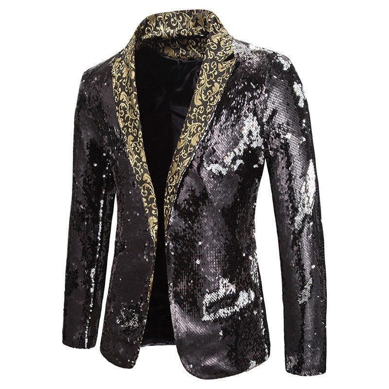 Herren Blazerjacke Glitzer Pailletten Übergröße