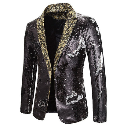 Herren Blazerjacke Glitzer Pailletten Übergröße