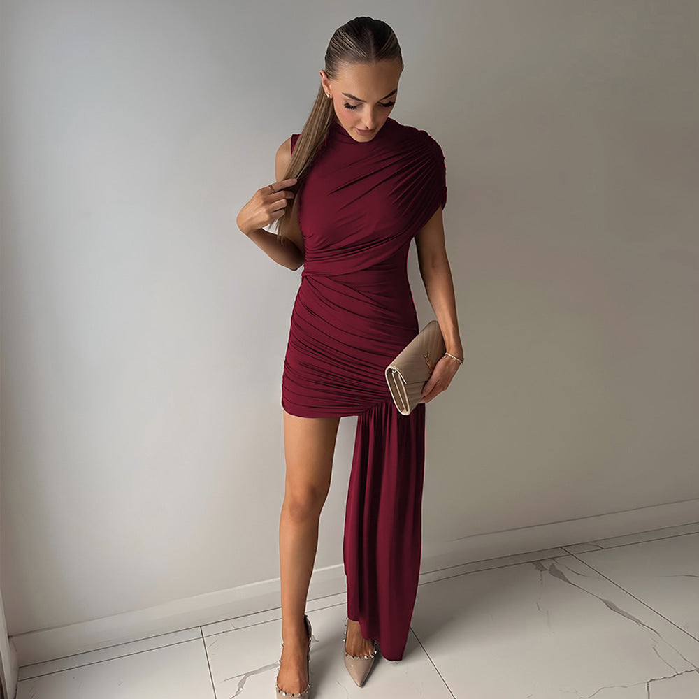 Kurzes Minikleid Damen Figurbetont Asymmetrisch Glamour