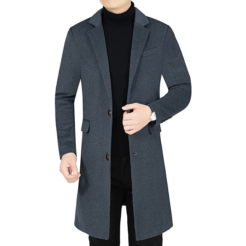 Herren Mantel Warm Verarbeitet mit Weichem Innenfutter Schwarz