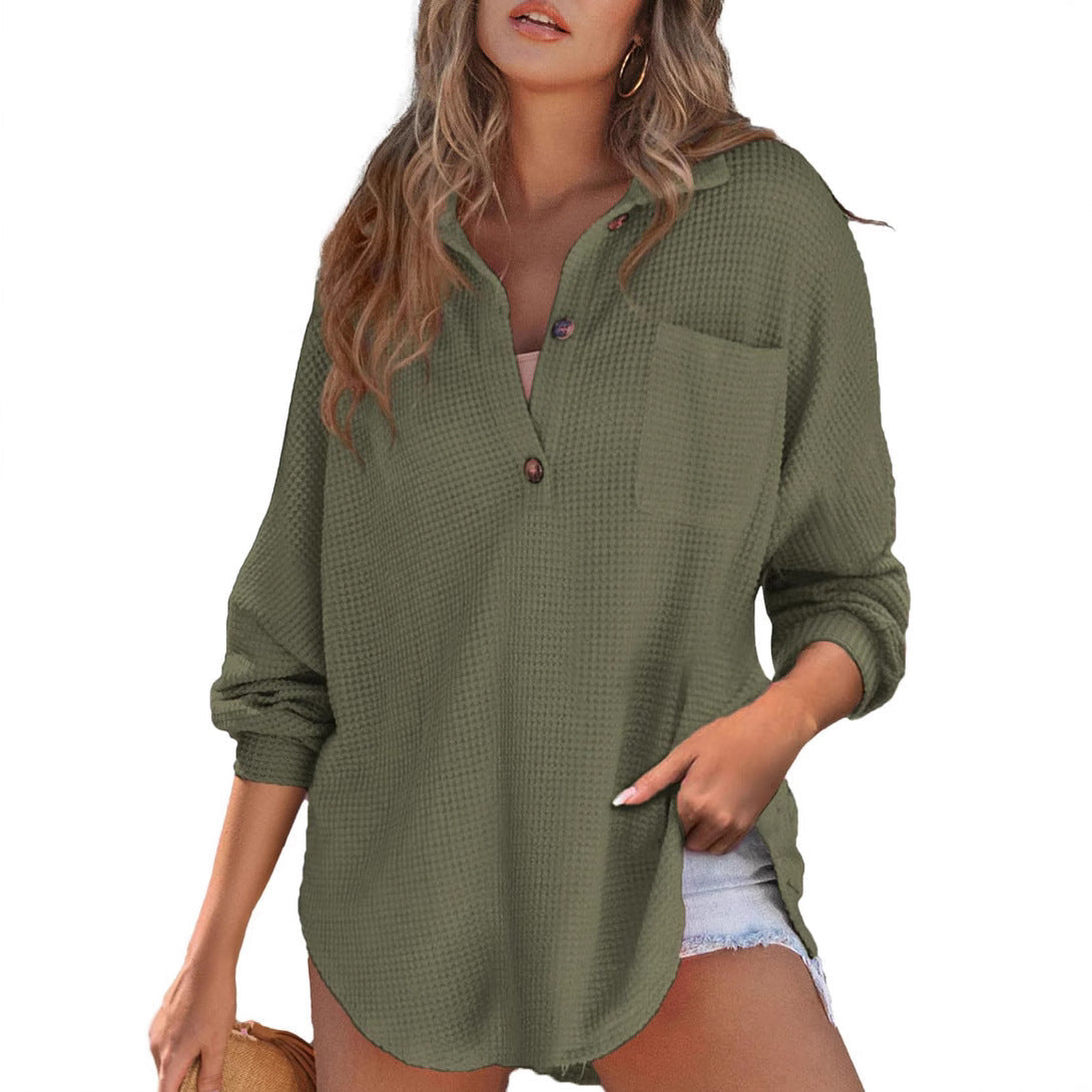 Damen Oversized Hemd aus Baumwoll mit Brusttasche und Knöpfen - BerlinGlamour