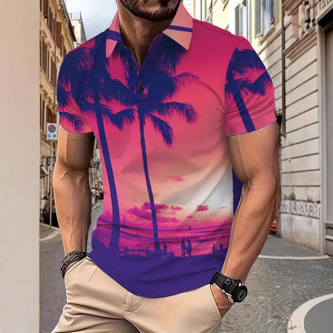Herren Polohemd Modern Tropisches Design Kurzarm - BerlinGlamour