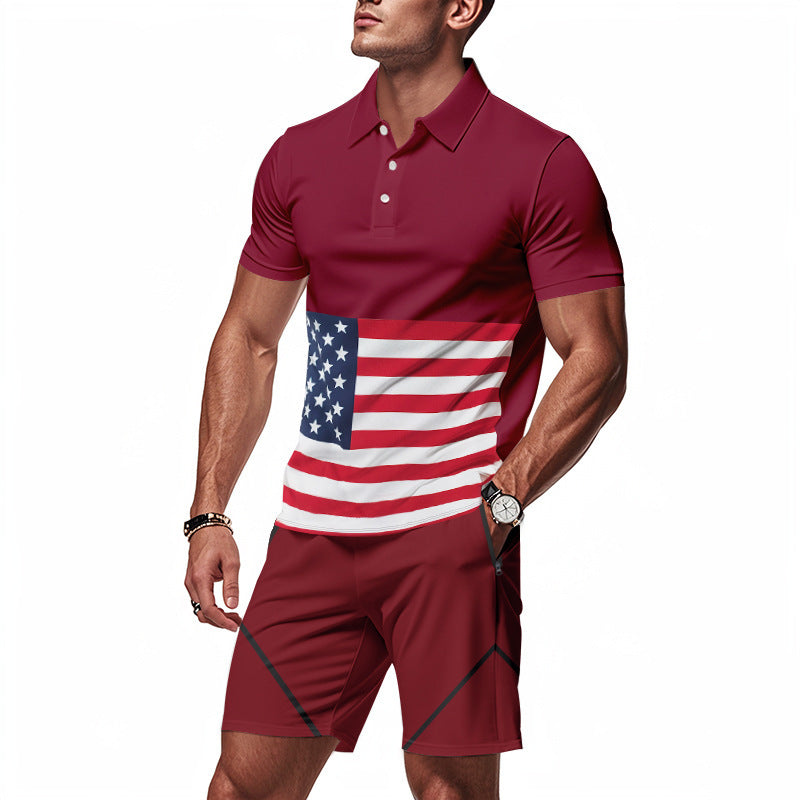 Herren Polo-Shirt Set Sportlich Flaggenmuster Berlin